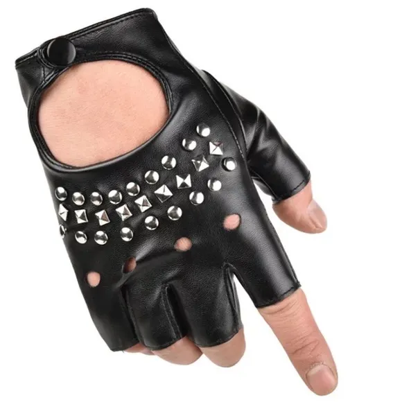 🍒 3PC SET HAT BOOTS GLOVES CHAIN STUD PUNK HIGH HEEL PLATFORM FINGERLESS GOTHIC