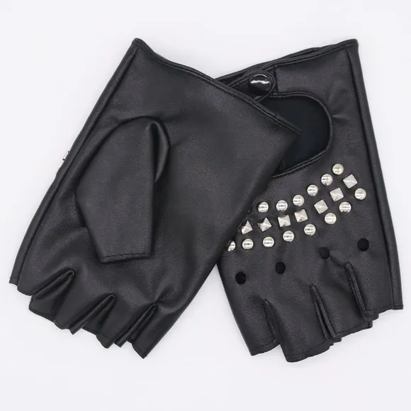 🍒 3PC SET HAT BOOTS GLOVES CHAIN STUD PUNK HIGH HEEL PLATFORM FINGERLESS GOTHIC