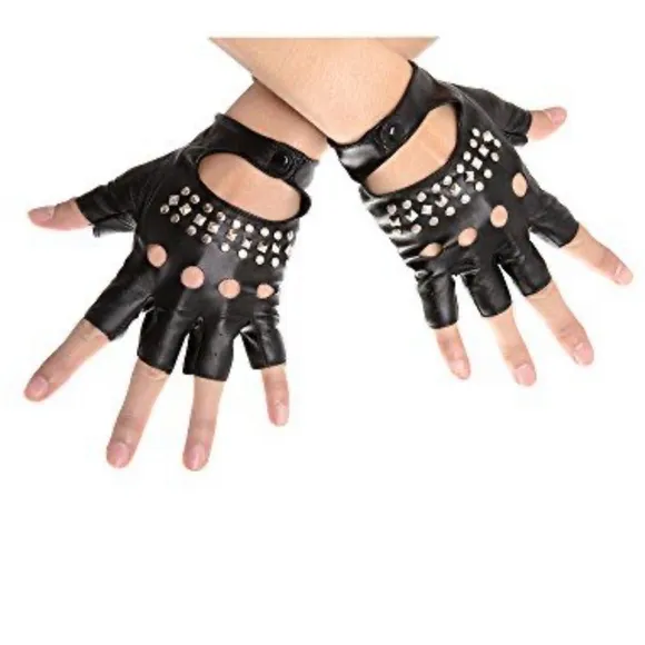 🍒 3PC SET HAT BOOTS GLOVES CHAIN STUD PUNK HIGH HEEL PLATFORM FINGERLESS GOTHIC