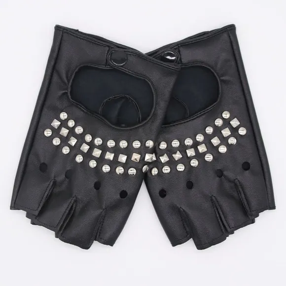 🍒 3PC SET HAT BOOTS GLOVES CHAIN STUD PUNK HIGH HEEL PLATFORM FINGERLESS GOTHIC
