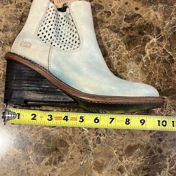 🆕 Bed Stu Countess Blue Rustic Leather Wedge Ankle Boots size 7