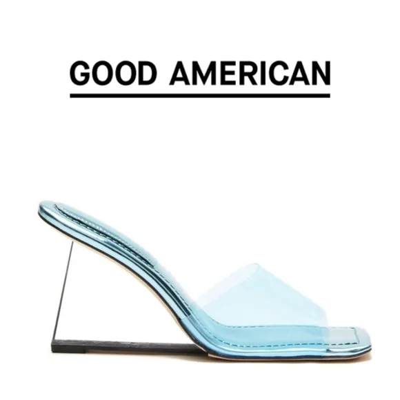🆕️ GOOD AMERICAN- CINDER-F*CKING-RELLA SQUARE TOE MULES- BLUE004 - Size 8