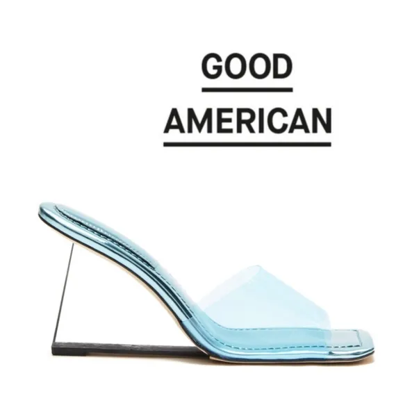 🆕️ GOOD AMERICAN- CINDER-F*CKING-RELLA SQUARE TOE MULES- BLUE004 - Size 8
