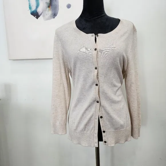 [ HALOGEN] womens size XL, Stella long sleeve, button up cardigan in Oatmeal .