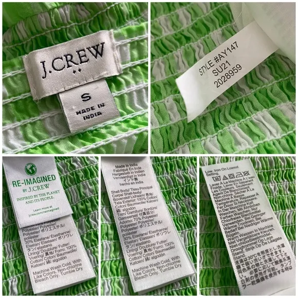 💚 J. Crew, Neon Lime Green Gingham Tiered Midi Dress