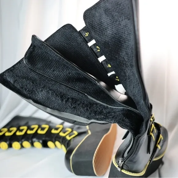 🅽🅴🆆 smiley face platform buckle boots, 90s happy face, EU 39 / US 7-8