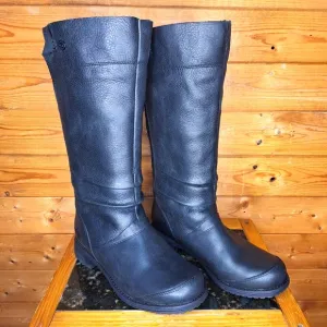 ❤️ The North Face black leather/suede combat/motorcycle boots tall knee Size 7