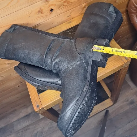 ❤️ The North Face black leather/suede combat/motorcycle boots tall knee Size 7