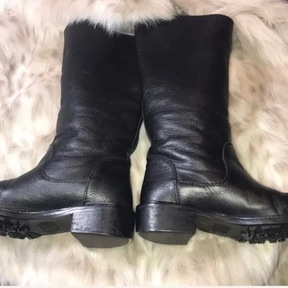 ▶️ Vince ◀️ Justine Rabbit fur leather Moto boots