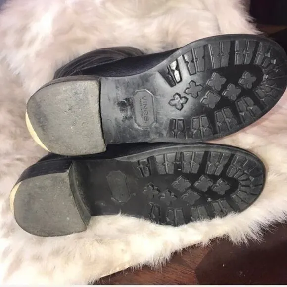 ▶️ Vince ◀️ Justine Rabbit fur leather Moto boots