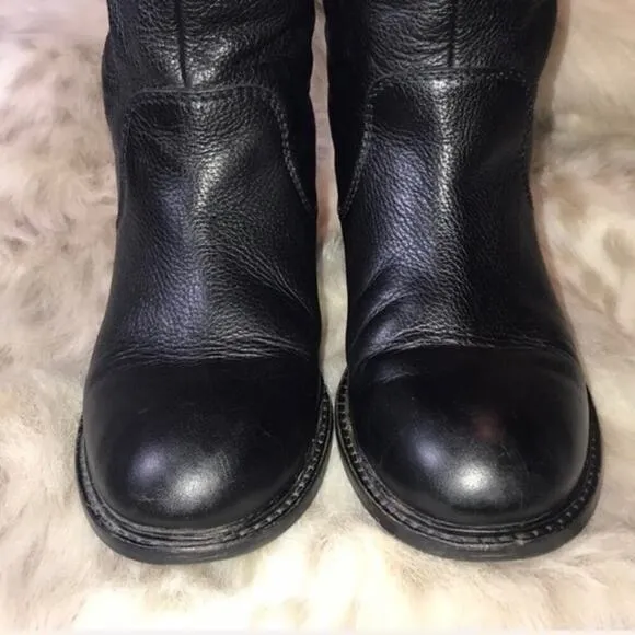 ▶️ Vince ◀️ Justine Rabbit fur leather Moto boots