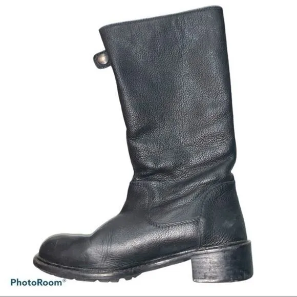 ▶️ Vince ◀️ Justine Rabbit fur leather Moto boots