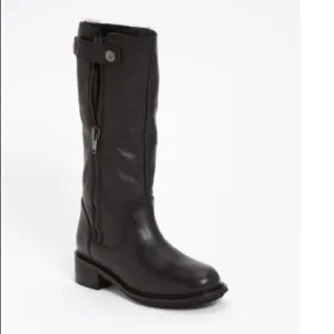 ▶️ Vince ◀️ Justine Rabbit fur leather Moto boots