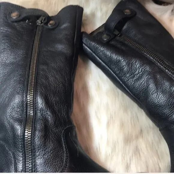 ▶️ Vince ◀️ Justine Rabbit fur leather Moto boots