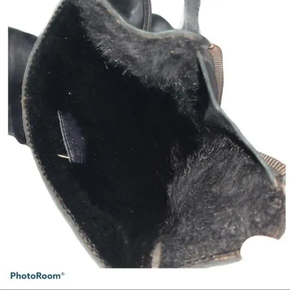 ▶️ Vince ◀️ Justine Rabbit fur leather Moto boots