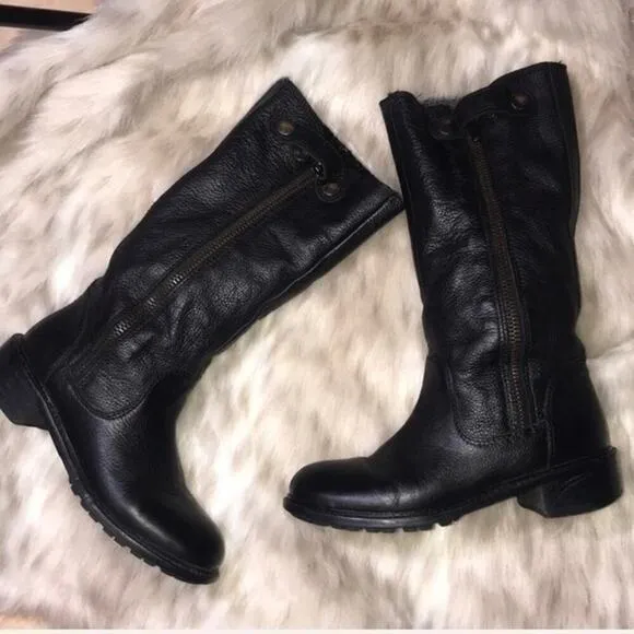 ▶️ Vince ◀️ Justine Rabbit fur leather Moto boots