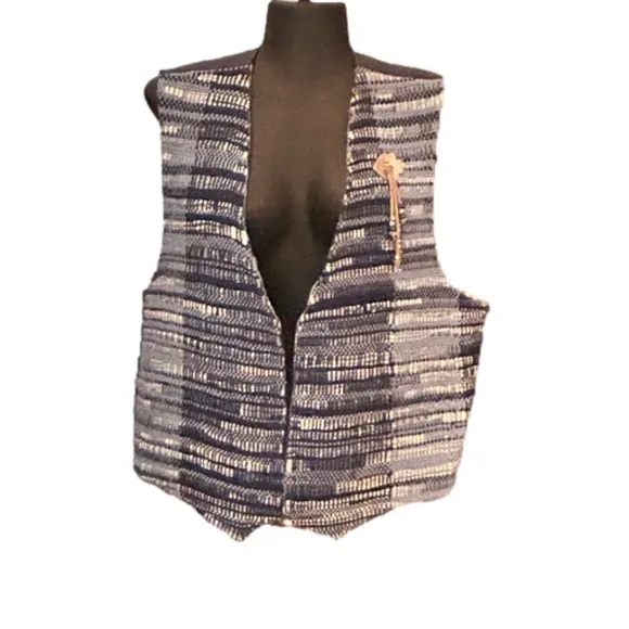 2X Vintage handmade reversible woven and lined vest