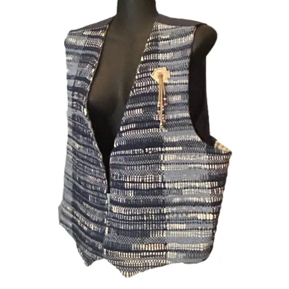 2X Vintage handmade reversible woven and lined vest