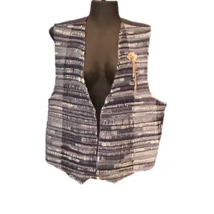 2X Vintage handmade reversible woven and lined vest