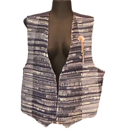 2X Vintage handmade reversible woven and lined vest