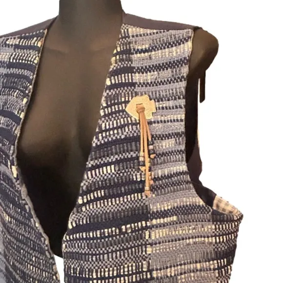 2X Vintage handmade reversible woven and lined vest