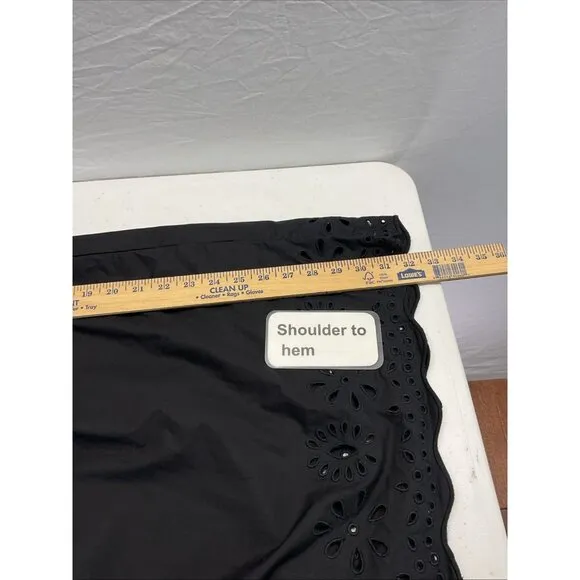 $335 Rhode Women's Black Evie Embroidered Eyelet Babydoll Dress Size XL