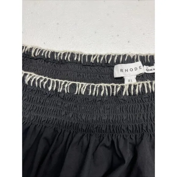 $335 Rhode Women's Black Evie Embroidered Eyelet Babydoll Dress Size XL