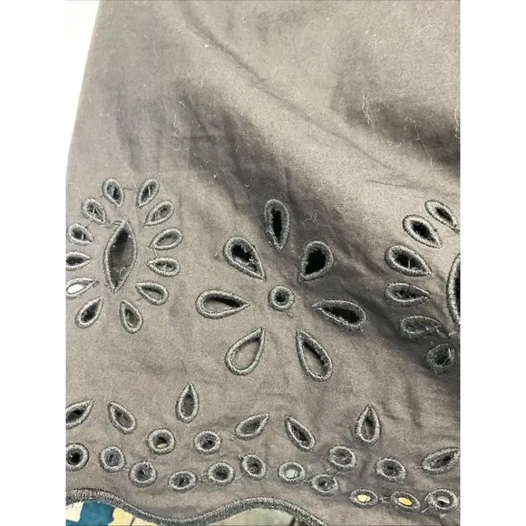 $335 Rhode Women's Black Evie Embroidered Eyelet Babydoll Dress Size XL