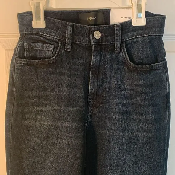7 FOR ALL MANKIND JEANS DARK WASH ‘EASY BOOT’ HIGH WAISTED BOOT CUT SZ 24 NWT