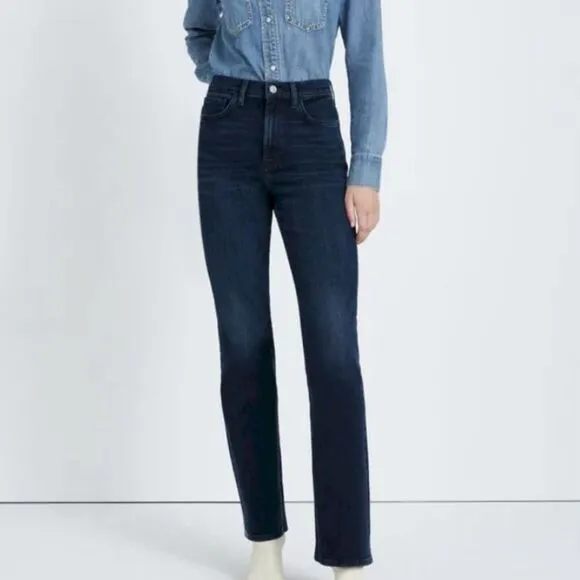 7 FOR ALL MANKIND JEANS DARK WASH ‘EASY BOOT’ HIGH WAISTED BOOT CUT SZ 24 NWT