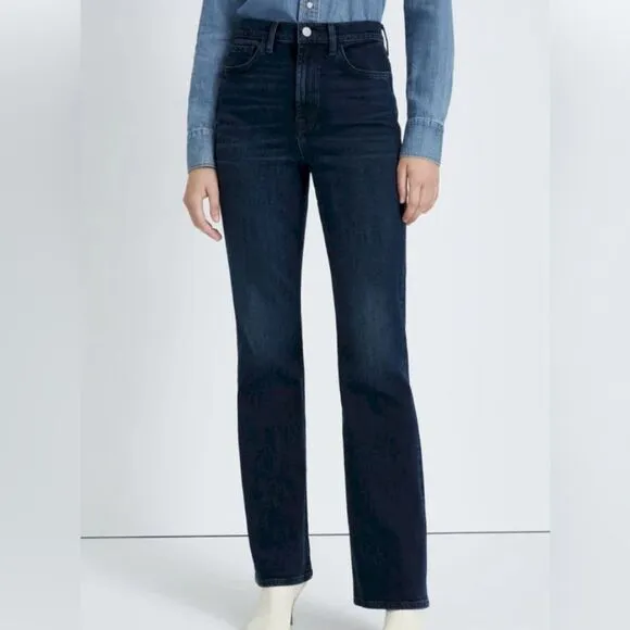 7 FOR ALL MANKIND JEANS DARK WASH ‘EASY BOOT’ HIGH WAISTED BOOT CUT SZ 24 NWT