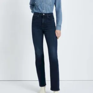 7 FOR ALL MANKIND JEANS DARK WASH ‘EASY BOOT’ HIGH WAISTED BOOT CUT SZ 24 NWT