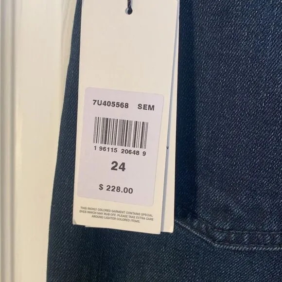 7 FOR ALL MANKIND JEANS DARK WASH ‘EASY BOOT’ HIGH WAISTED BOOT CUT SZ 24 NWT