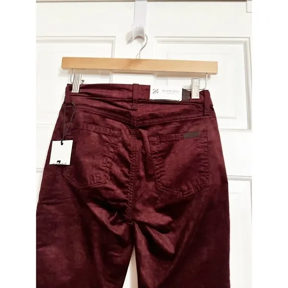 7 For All Mankind VELVET  THE ANKLE SKINNY IN CABERNET PANTS NWT SZ 24
