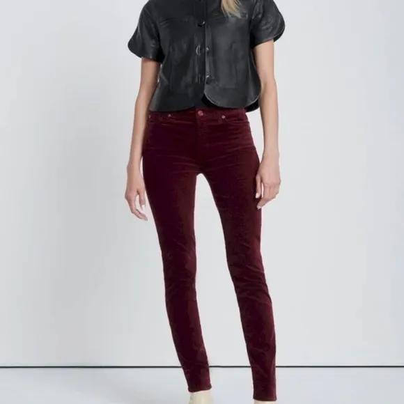 7 For All Mankind VELVET  THE ANKLE SKINNY IN CABERNET PANTS NWT SZ 24