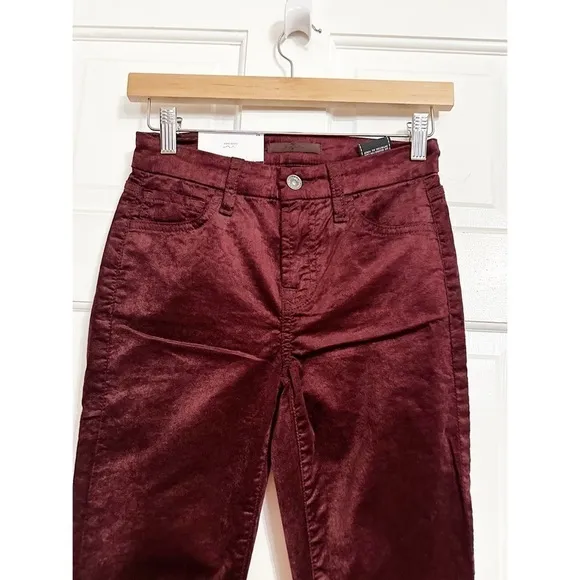 7 For All Mankind VELVET  THE ANKLE SKINNY IN CABERNET PANTS NWT SZ 24