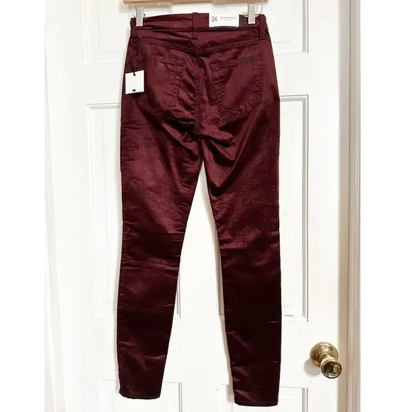 7 For All Mankind VELVET  THE ANKLE SKINNY IN CABERNET PANTS NWT SZ 24