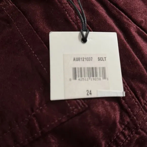 7 For All Mankind VELVET  THE ANKLE SKINNY IN CABERNET PANTS NWT SZ 24