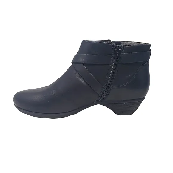Abeo B.I.O. Leather Ankle Boots Size 7 N Narrow Nancy Bootie Black Side Zipper