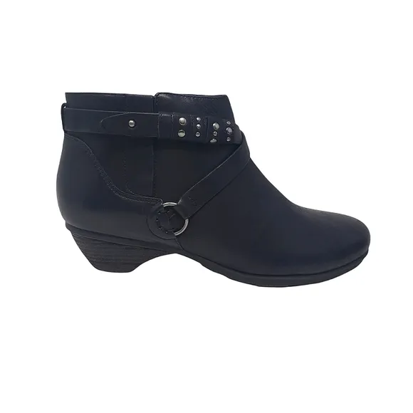 Abeo B.I.O. Leather Ankle Boots Size 7 N Narrow Nancy Bootie Black Side Zipper