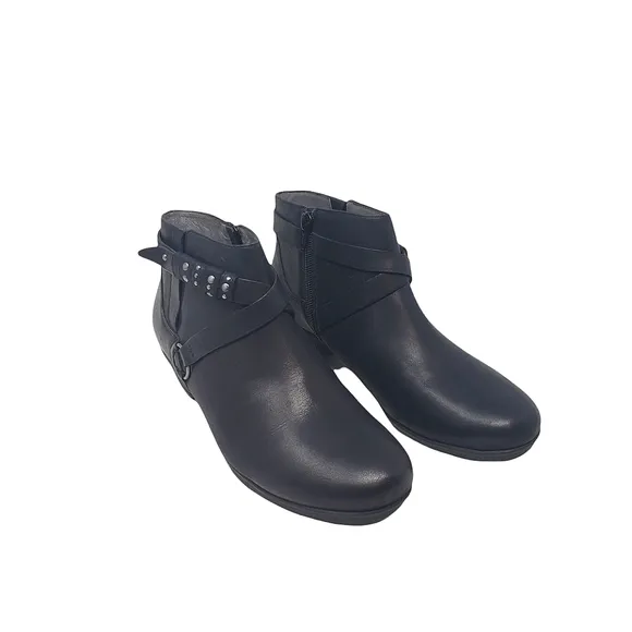 Abeo B.I.O. Leather Ankle Boots Size 7 N Narrow Nancy Bootie Black Side Zipper