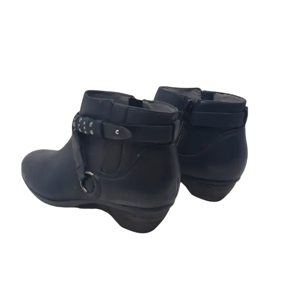 Abeo B.I.O. Leather Ankle Boots Size 7 N Narrow Nancy Bootie Black Side Zipper