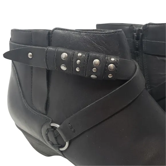 Abeo B.I.O. Leather Ankle Boots Size 7 N Narrow Nancy Bootie Black Side Zipper