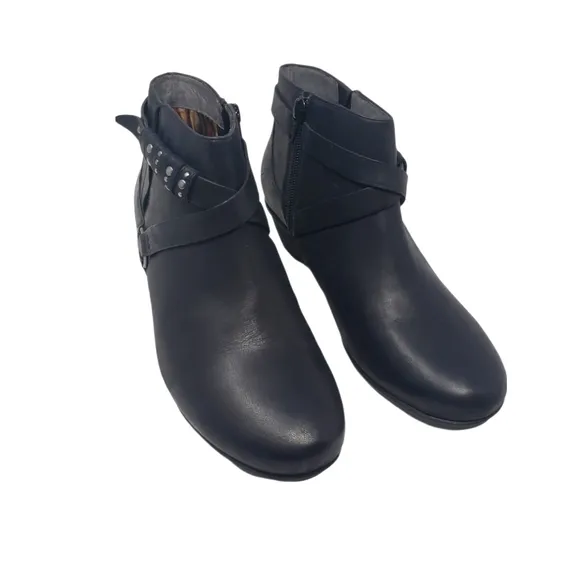 Abeo B.I.O. Leather Ankle Boots Size 7 N Narrow Nancy Bootie Black Side Zipper