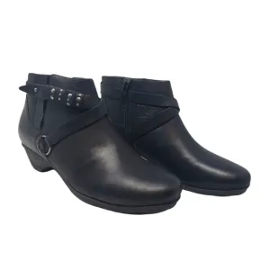 Abeo B.I.O. Leather Ankle Boots Size 7 N Narrow Nancy Bootie Black Side Zipper