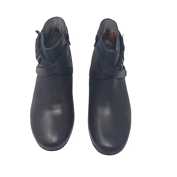 Abeo B.I.O. Leather Ankle Boots Size 7 N Narrow Nancy Bootie Black Side Zipper