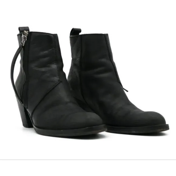 ACNE Studios Pistol Ankle Boots Black Leather Size 37 Size 7