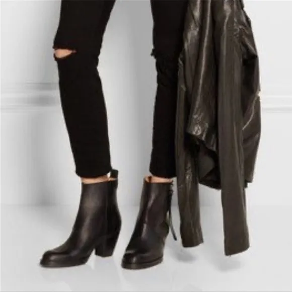 ACNE Studios Pistol Ankle Boots Black Leather Size 37 Size 7