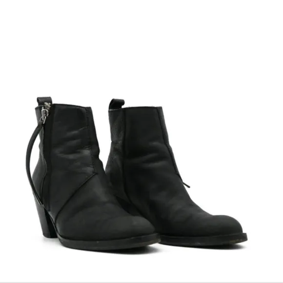 ACNE Studios Pistol Ankle Boots Black Leather Size 37 Size 7