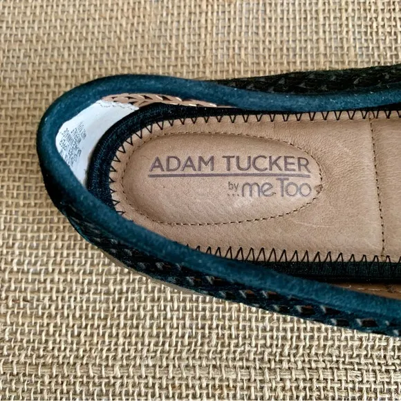 ADAM TUCKER By Me Too Flexible Black Flats Shoes Espadrille Rope Detail 7 NWOT